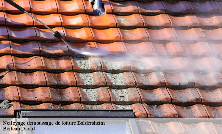 Les travaux de nettoyage des toits des maisons à Baldersheim