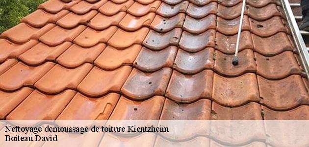 Les travaux de nettoyage des toits des maisons à Kientzheim