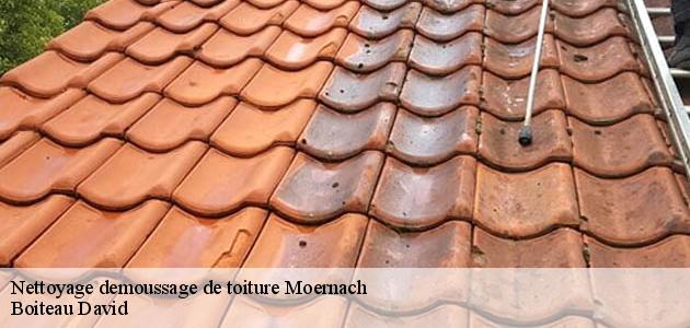 Les travaux de nettoyage des toits des maisons à Moernach