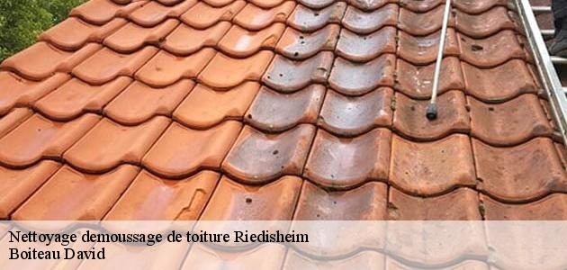 Les travaux de nettoyage des toits des maisons à Riedisheim
