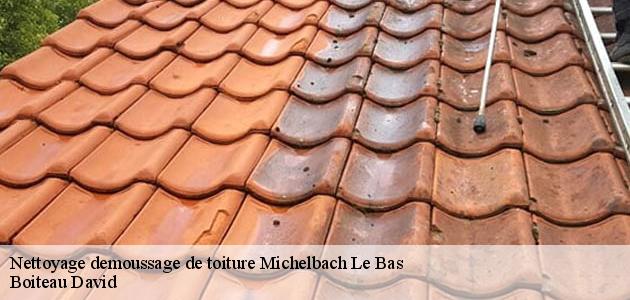 Les travaux de nettoyage des toits des maisons à Michelbach Le Bas